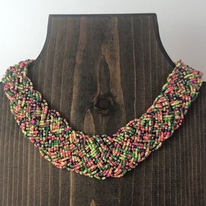 Vintage Multi Color Seed Bead Collar Necklace